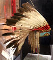 Sitting Bull's eagle feather war bonnet in Hunkpapa Lakota style at Royal Ontario Museum. Toronto, ON.