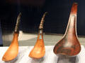 Three Haida spoons from Haida Gwaii at Royal Ontario Museum. Toronto, ON.