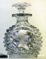 Sulphide of Princess Charlotte on cut-glass decanter by Apsley Pellatt of England at Royal Ontario Museum. Toronto, ON.