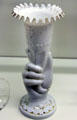 Mould-blown white glass cornucopia vase prob. Bohemia at Royal Ontario Museum. Toronto, ON.