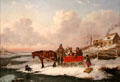 View near the Canada Line, Habitant sleigh with Krieghoff's Family painting by Cornelius Krieghoff at Art Gallery of Ontario. Toronto, ON