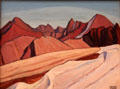 Mountains, East of Maligne Lake painting on board by Lawren Harris at Art Gallery of Ontario. Toronto, ON.