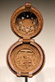 Carved boxwood prayer bead with Symbols of the Passion & top carving missing at Art Gallery of Ontario. Toronto, ON.