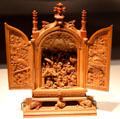 Carved miniature altarpiece with Adoration of Magi scene at Art Gallery of Ontario. Toronto, ON.