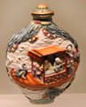 Japanese snuff bottle with people on boat at Art Gallery of Ontario. Toronto, ON.