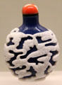 Japanese blue snuff bottle with white clouds at Art Gallery of Ontario. Toronto, ON.