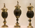 Carved coconut cups in gilded silver mounts from the Netherlands at Art Gallery of Ontario. Toronto, ON.