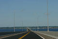 Confederation Bridge to PEI road descending to Island. PE.