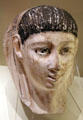 Painted plaster funerary mask of beardless man from Fayum, Egypt at Montreal Museum of Fine Arts. Montreal, QC.