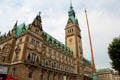Roofline & tower of Hamburg City Hall. Hamburg, Germany.