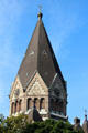 Tower of Russian Orthodox Church of St John of Kronstadt near Old Botanical Garden. Hamburg, Germany.