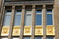 Details on gold panels on Deutsche Bank building at Mönckebergstraße U-Bahn station. Hamburg, Germany.