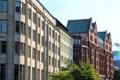 Commercial buildings along Mönckebergstraße leading from City Hall. Hamburg, Germany.