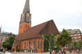 St Jacobi Church , ancient church re-built with modern spire after severe damage during WWII. Hamburg, Germany.