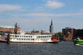 Mississippi Queen paddle wheel tour boat on Elbe River. Hamburg, Germany.