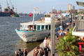 St Pauli Pier, a major entertainment & tour boat area on Elbe River. Hamburg, Germany.