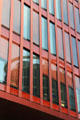 Window details of modern apartment building at Am Sandtorkai 50 in HafenCity. Hamburg, Germany.
