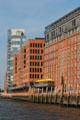 Modern buildings on shoreline of Elbe River in Altona borough. Hamburg, Germany.