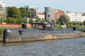 Russian submarine U-434 now a museum in Hamburg harbor near St Pauli Fish Market. Hamburg, Germany.