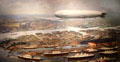 Graf Zeppelin over port of Hamburg painting by Erich Kips at Hamburg History Museum. Hamburg, Germany.