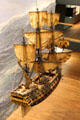 Model of sailing ship at full rigging at International Maritime Museum. Hamburg, Germany.