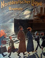 Poster for steamship service on Norddeutscher Lloyd line, Bremen at International Maritime Museum. Hamburg, Germany