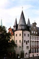 Corner tower of Saalhof which houses Historical Museum. Frankfurt am Main, Germany.