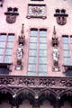 Details of statues of two of four Holy Roman Emperors with special relationship to Frankfurt on facade of Haus zum Römer. Frankfurt am Main, Germany.