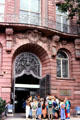 School group at entrance to Natural History Museum near Bockenheimer Warte square. Frankfurt am Main, Germany.