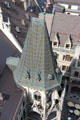 Corner tower of Neues Rathaus seen from tower above. Munich, Germany.