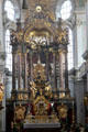 High altar of St Peter by Stuber & Egid Qurin Asam modeled after Bernini's design for St Peter's Basilica, Rome at Peterskirche. Munich, Germany.