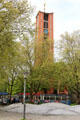 Clock tower of Church of St Matthew at Sendling Tor. Munich, Germany.