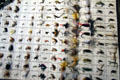 Collection of tied lures for fly fishing at German Hunting & Fishing Museum. Munich, Germany.