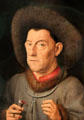 Portrait of a man with carnation by follower of Jan van Eyck at Berlin Gemaldegalerie. Berlin, Germany.
