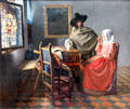 The glass of wine painting by Jan Vermeer van Delft at Berlin Gemaldegalerie. Berlin, Germany