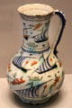 Ceramic pitcher with sailing ships from Iznik, Turkey at Pergamon Museum. Berlin, Germany.