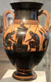 Greek Black-figure amphora with Achilles & Aias playing a board game by Chiusi Painter at Altes Museum. Berlin, Germany.