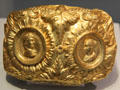 Roman gold bracelet with portrait of man & woman at Altes Museum. Berlin, Germany.