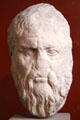 Marble portrait head of Athenian philosopher Plato at Neues Museum. Berlin, Germany.