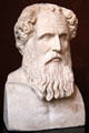 Marble portrait head of Athenian stoic philosopher Zeno of Citium at Neues Museum. Berlin, Germany
