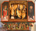 Winged altarpiece with carved Saints & Fourteen Holy Helpers from Schwäbisch Hall at Bode Museum. Berlin, Germany.