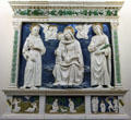Virgin & Child with Saints Francis & Cosmos ceramic by Andrea della Robbia of Florence at Bode Museum. Berlin, Germany.