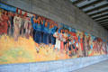 Building the Republic socialist mural by Max Lingner at Detlev Rohwedder. Berlin, Germany