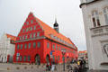 Town Hall in red heritage building on market square. Greifswald, Germany