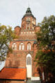 Brick Gothic St Nicholas Church tower. Greifswald, Germany.