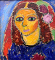 Head of a Woman with Flowers in her Hair painting by Alexej von Jawlensky at Ludwig Museum. Köln, Germany.