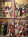 Four panels from two wings of triptych painting depicting Passion of Christ originally on the high altar of Köln's Carthusian Church of St Barbara by Meister der Lyversberg-Passion at Wallraf-Richartz Museum. Köln, Germany