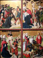 Four panels from two wings of triptych painting depicting Passion of Christ originally on the high altar of Köln's Carthusian Church of St Barbara by Meister der Lyversberg-Passion at Wallraf-Richartz Museum. Köln, Germany.