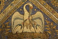 Mosaic depicting pelican feeding young with her own blood - symbol of self-sacrifice in Palatine Chapel at Aachen Cathedral. Aachen, Germany