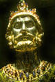 Detail of Silver-gilt bust of Charlemagne , with precious stones & containing Charlemagne relic at Aachen Cathedral Treasury. Aachen, Germany.